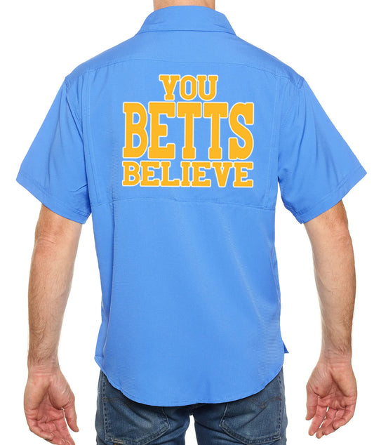 SHORT SLEEVE FISHING SHIRT, Blue Sky with Print Logo