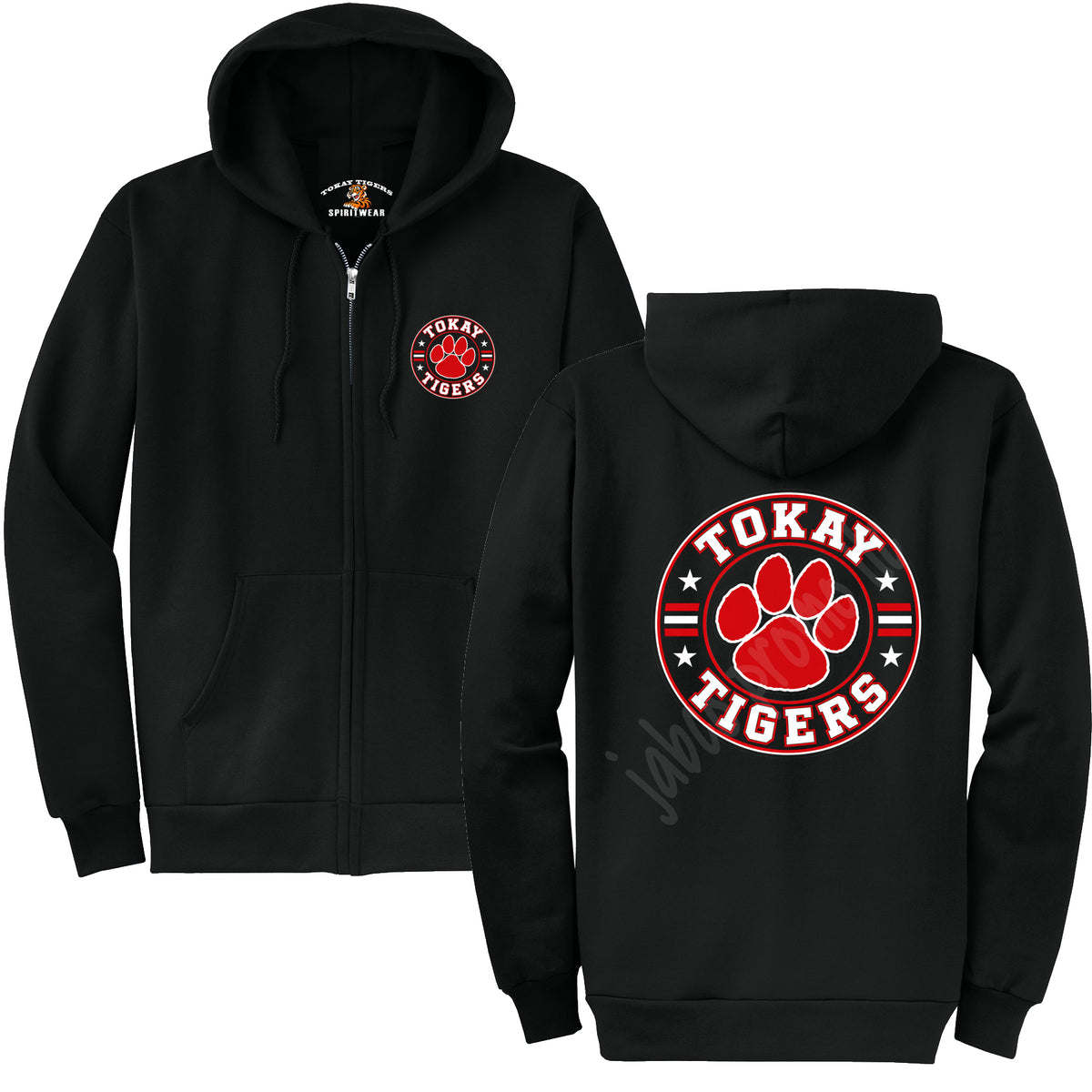 Tiger Paw Black Full Zip Hoodie